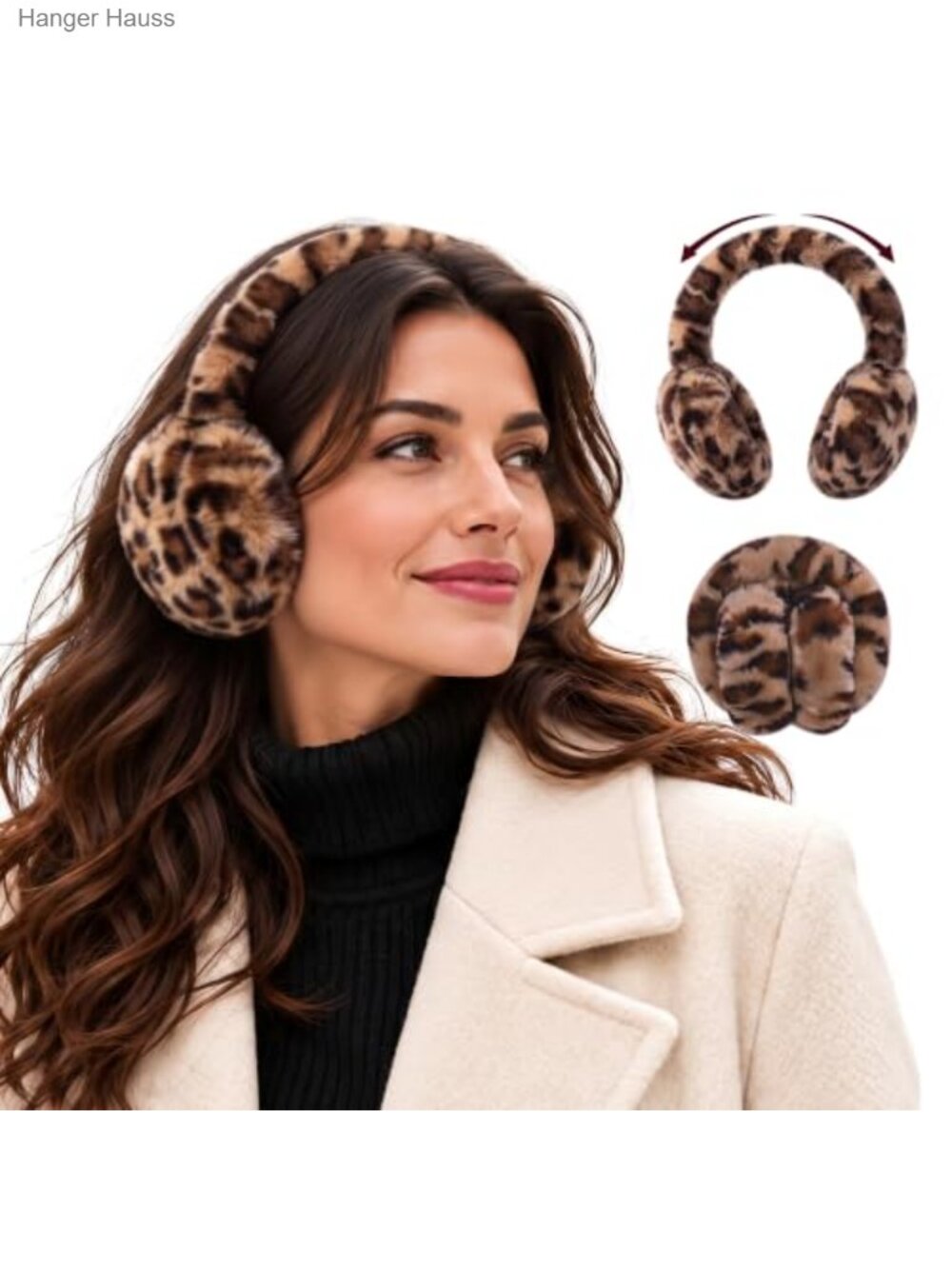 Faux Fur Ear Muffs Adjustable Foldable Winter Earmuffs for Women